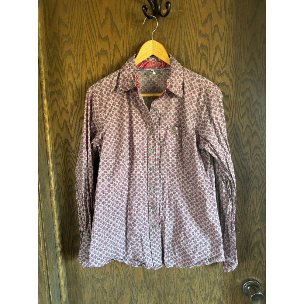 Cinch Women's‎ Pink Geometric Print Long Sleeve Button Up Shirt Size L